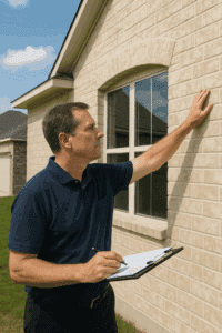 Builder warranty inspection in San Antonio TX – evaluating home exterior