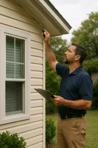 Home inspector performing a buyer inspection on a property in San Antonio, TX.