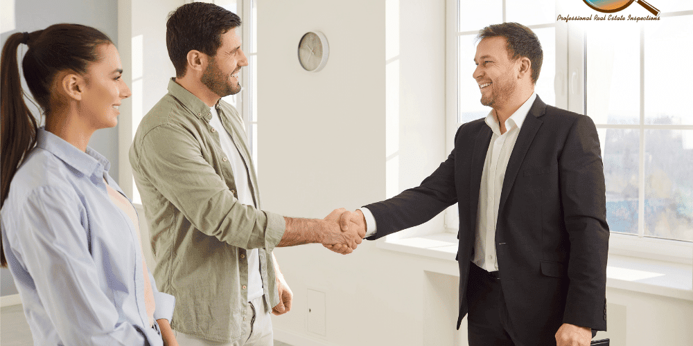 Home inspector meeting clients during a home inspection consultation in San Antonio TX