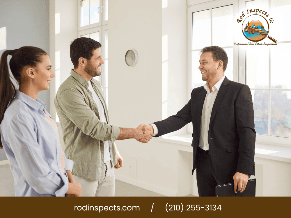 Home inspector meeting clients during a home inspection consultation in San Antonio TX