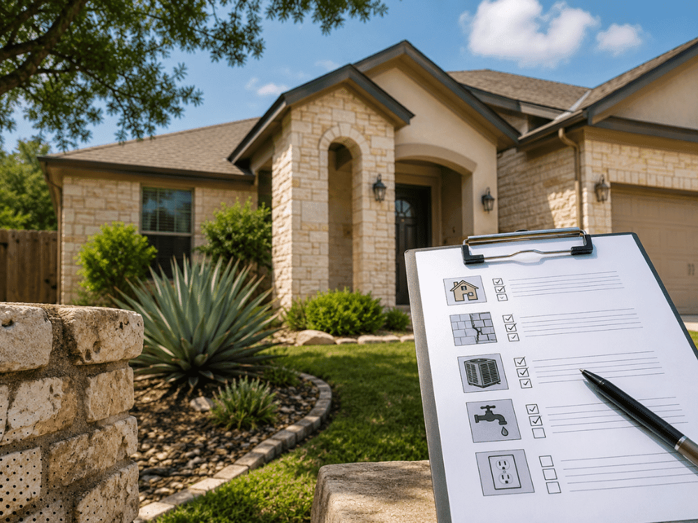 Home inspector checklist in front of a San Antonio TX property during a buyer or pre-listing inspection by Rod Inspects