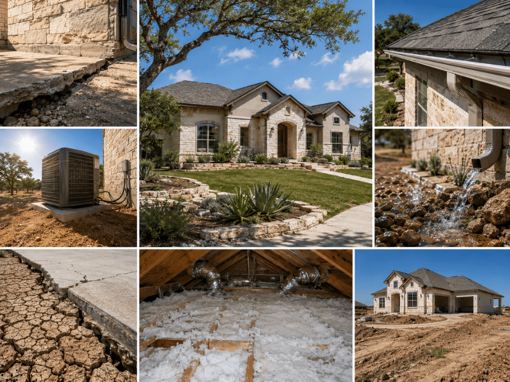 San Antonio home inspection overview showing local neighborhoods, foundation, HVAC systems, roofing, attic insulation, and new construction evaluation areas